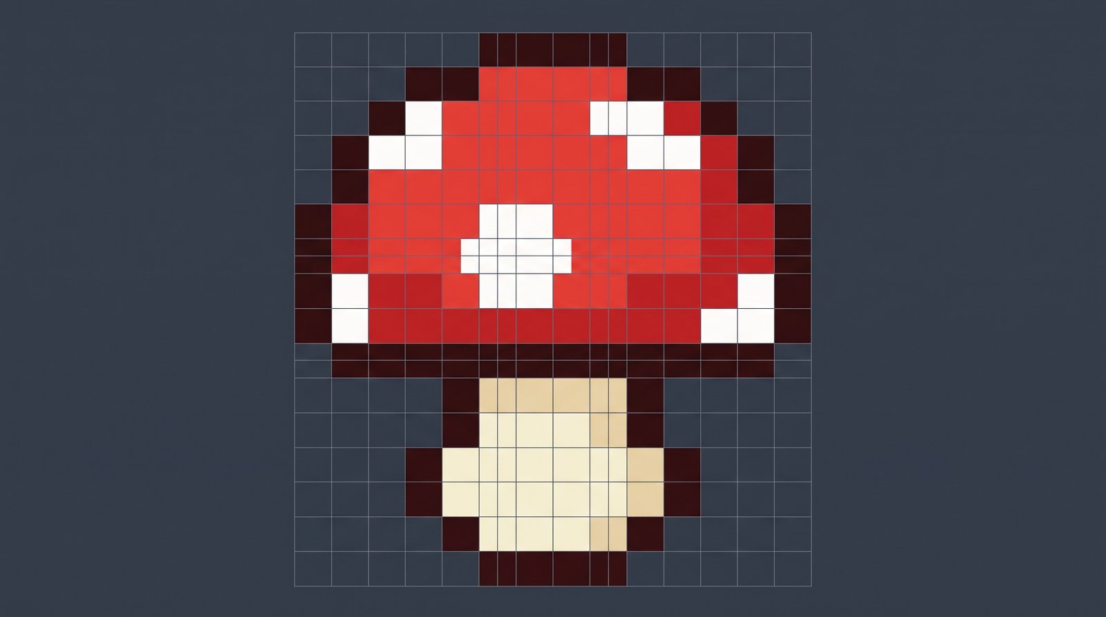 Close-up grid showing each original pixel as a sharp square block