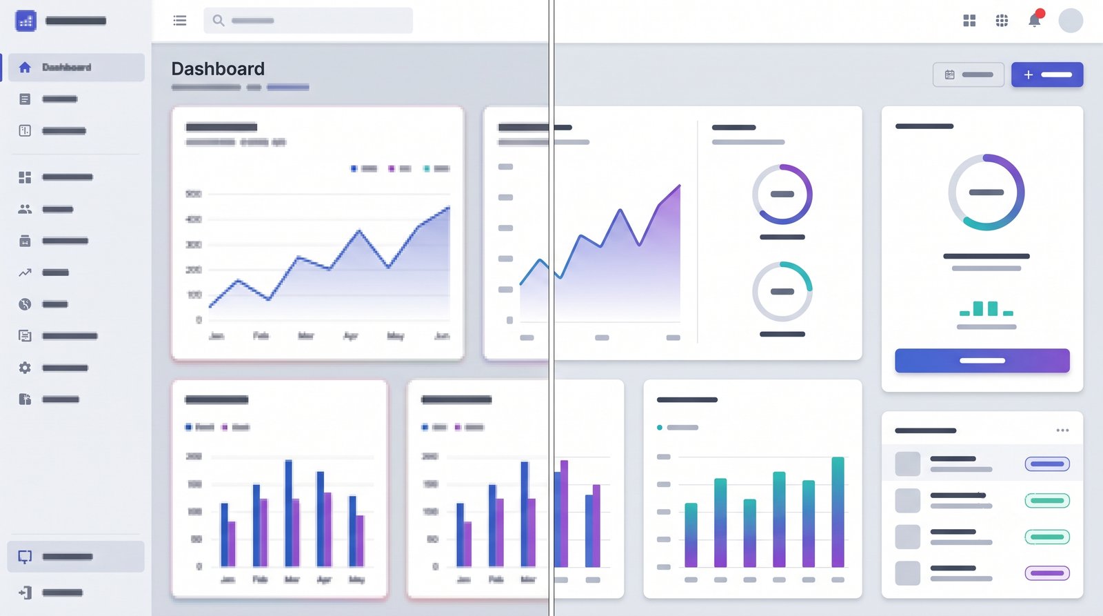 Blurry screenshot of an app interface next to the enhanced, readable version